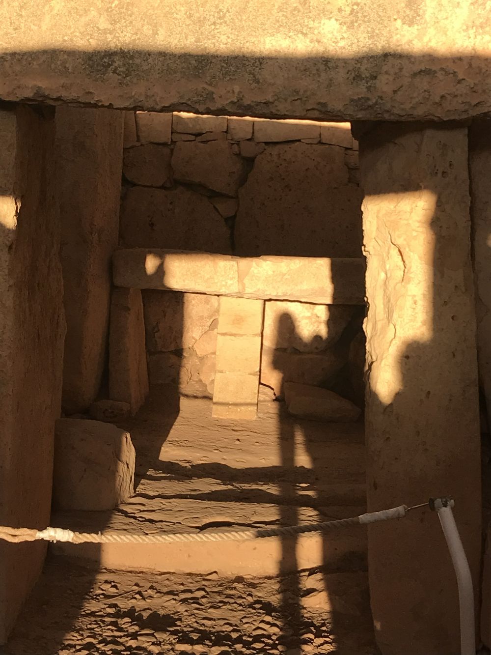 Mnajdra altar at sunrise with my reflection